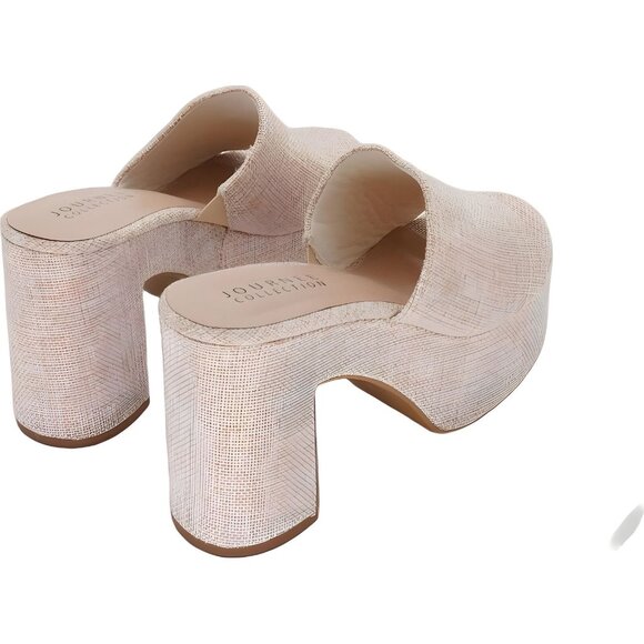 Journee Collection Beige Tan Block Heel Sandals Size 11M - Fast Shipping - Picture 3 of 6